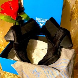 FLUEVOG PONY HAIR JOHN Purpose Intent Ankle Slip On Discontinued Heel Boots 8.5